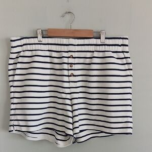 Lands' End Women's Navy and White Striped High Waist Cotton Shorts Size 1X